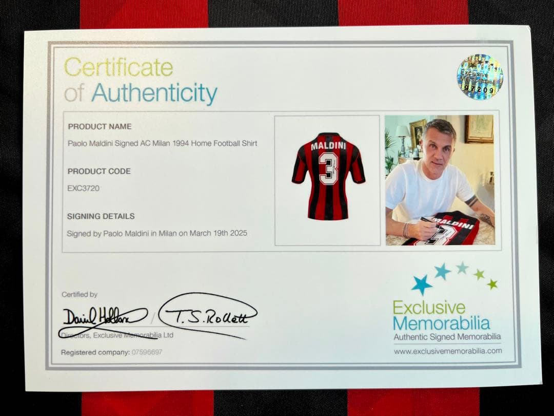 【専用】パオロ・マルディーニ 直筆サイン入りユニフォーム ACミラン