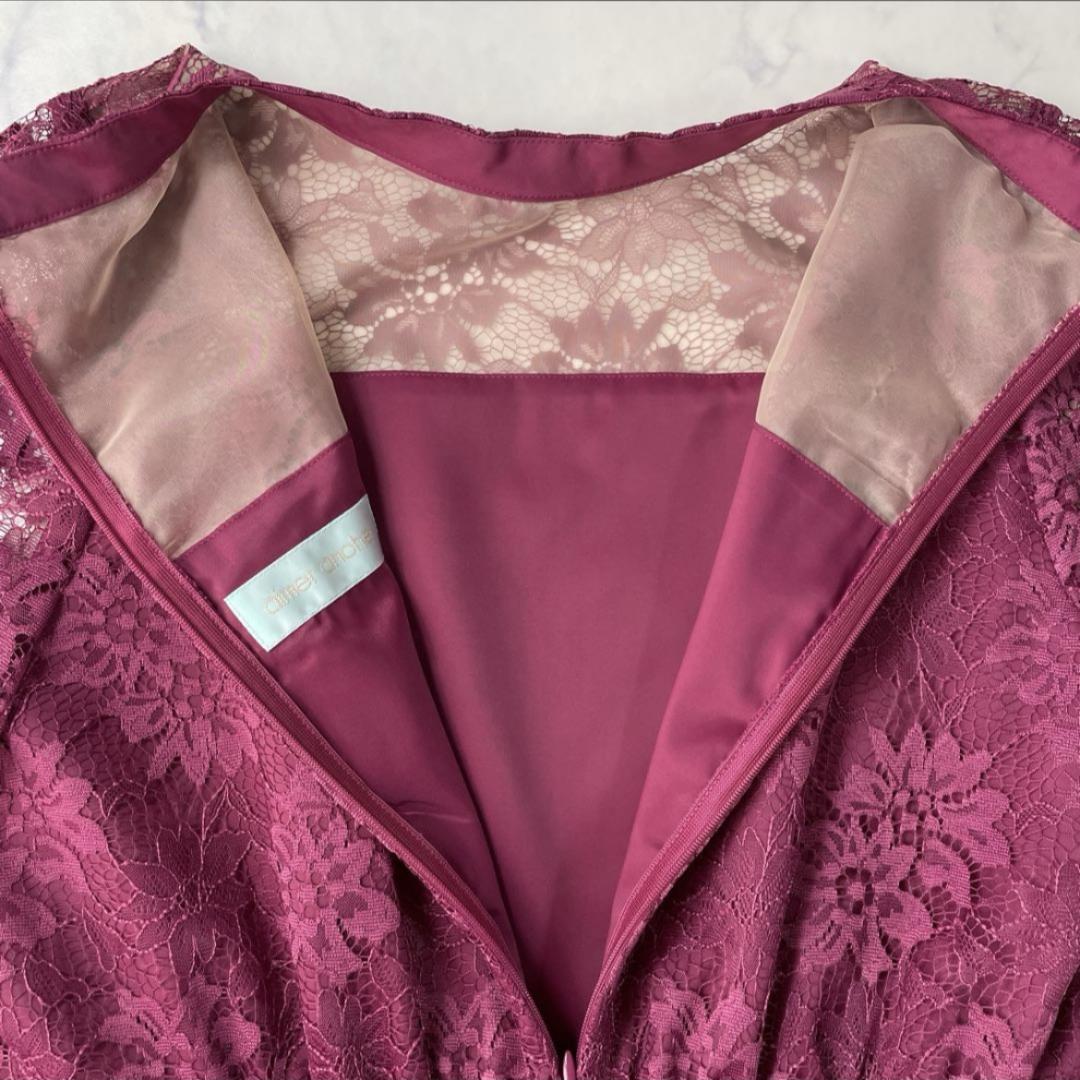 エメ AIMER プチハイネック袖付き花柄レースフィット＆フレアドレス Lサイズ