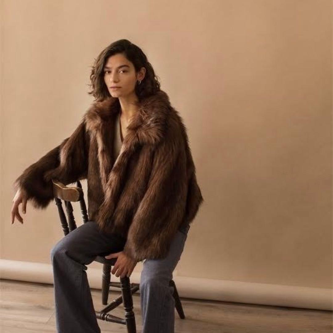 Leinwändeブラウン ファーコート Fサイズ