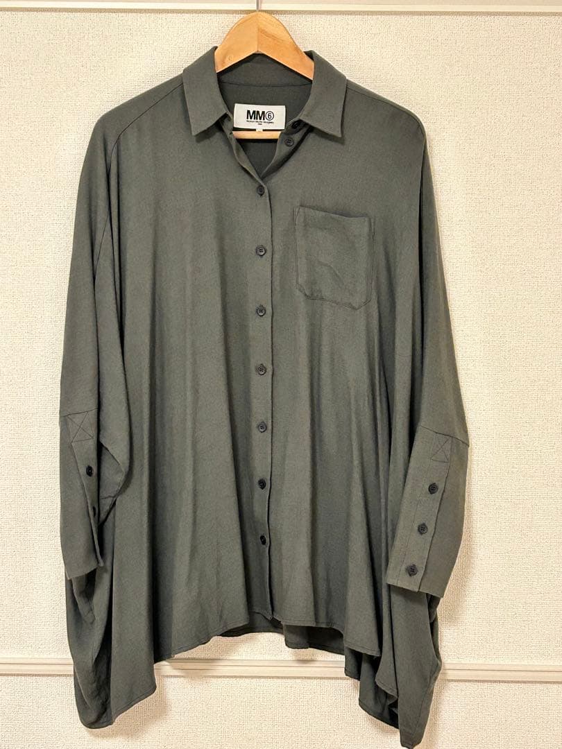 美品　MM6 Maison Margiela カーキ 長袖シャツ S ウール混