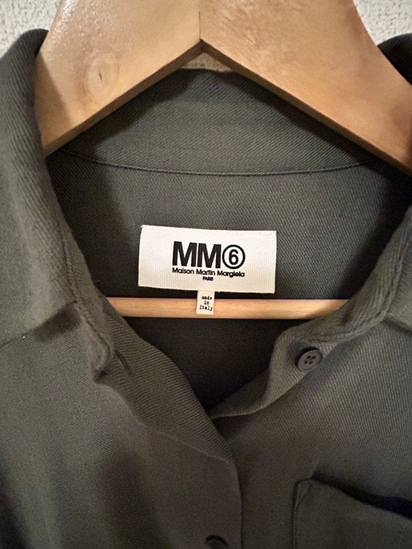 美品　MM6 Maison Margiela カーキ 長袖シャツ S ウール混