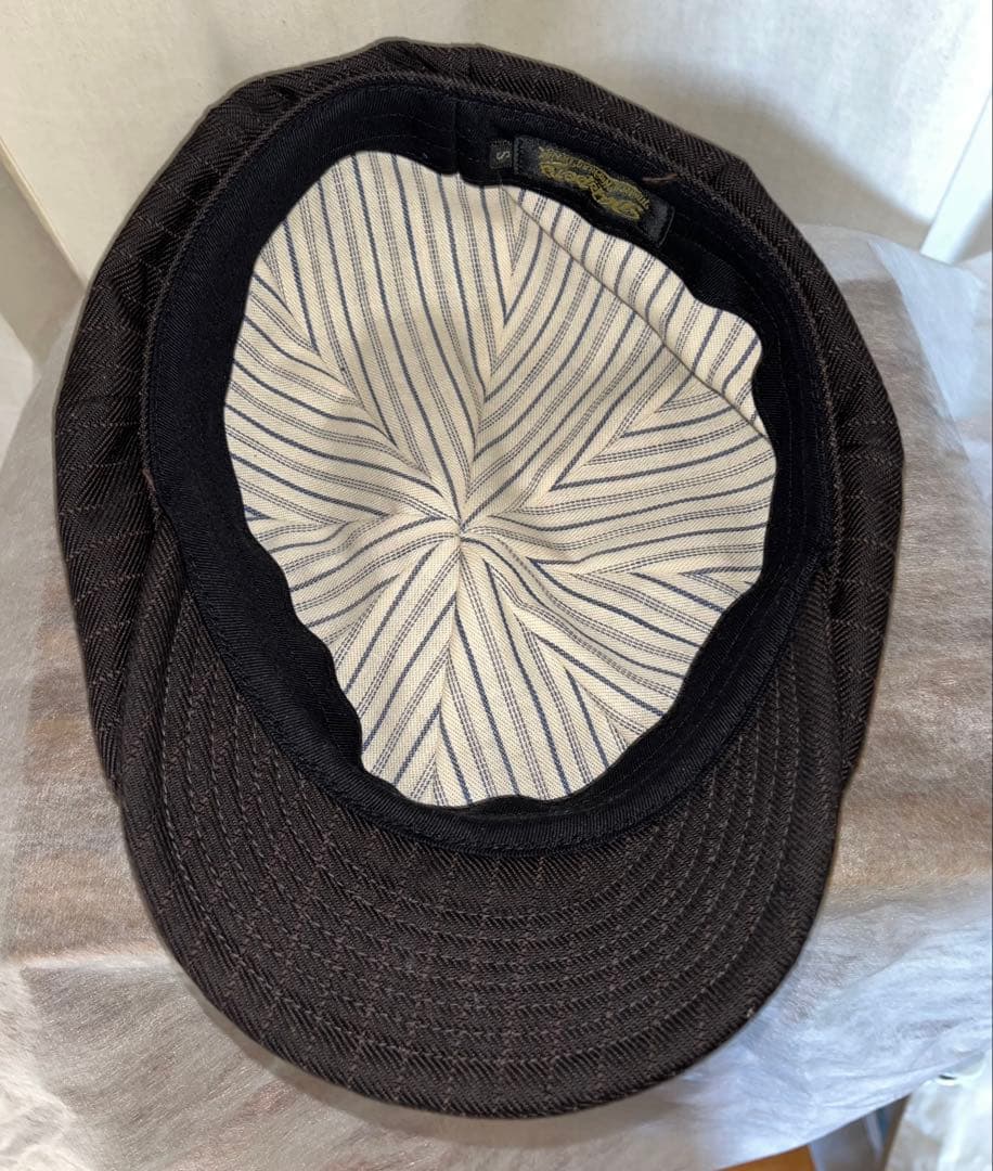 S ダッパーズ キャスケット1207ブラウンストライプ 綿スベリ