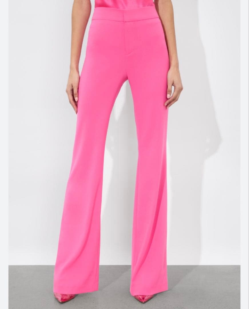 【新品美品】Alice + olivia ミントグリーンリブニットフレアパンツ