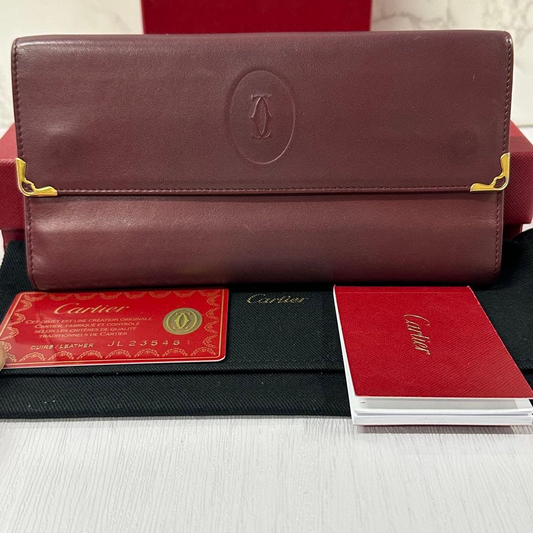新品同様‼️ カルティエ　Cartier 財布　長財布　マストライン　ボルドー