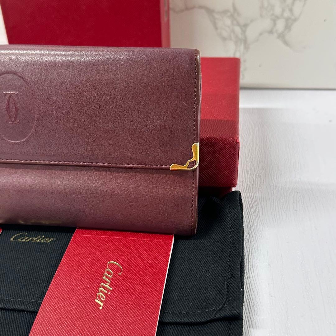 新品同様‼️ カルティエ　Cartier 財布　長財布　マストライン　ボルドー