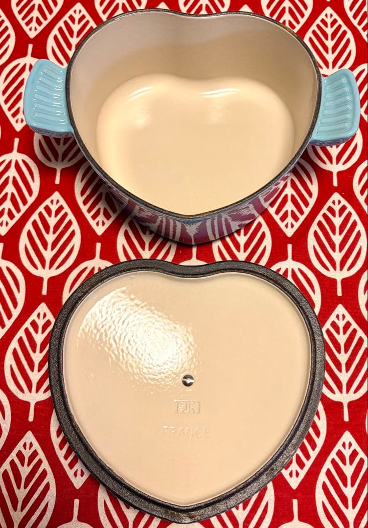 ル・クルーゼ ココット・ダムール ハート型両手鍋 ブルー