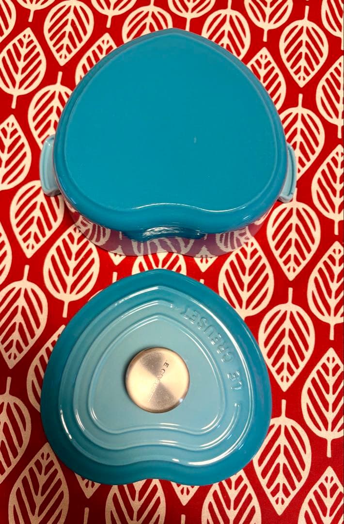 ル・クルーゼ ココット・ダムール ハート型両手鍋 ブルー