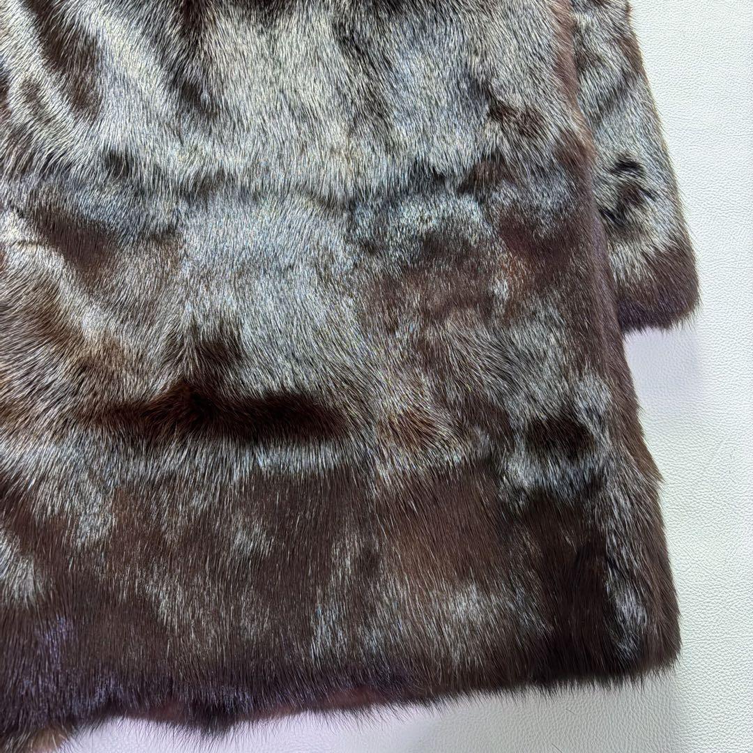 高級毛皮コート リアルファーコート ウィーゼル×フォックスファーセミロングコート