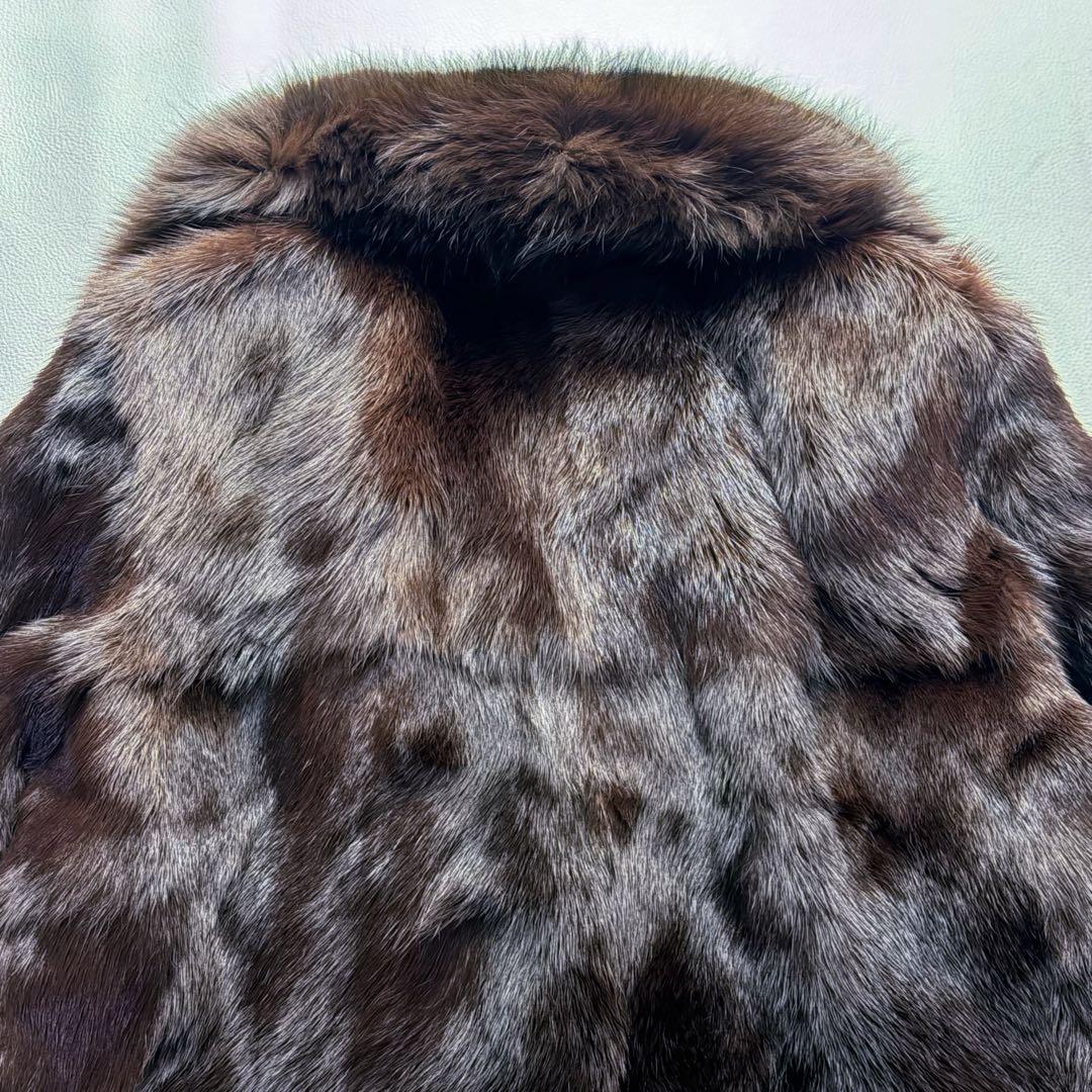 高級毛皮コート リアルファーコート ウィーゼル×フォックスファーセミロングコート