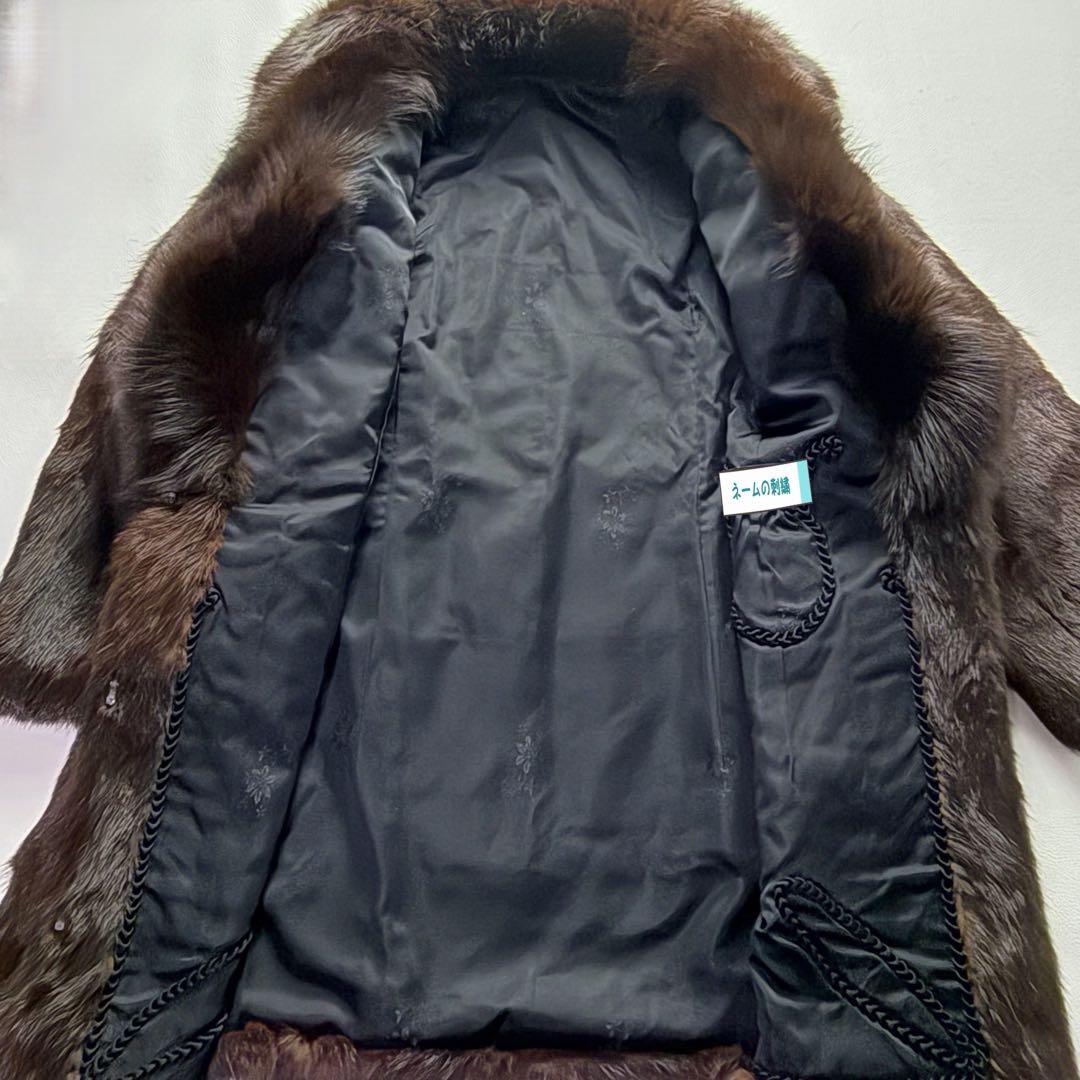 高級毛皮コート リアルファーコート ウィーゼル×フォックスファーセミロングコート