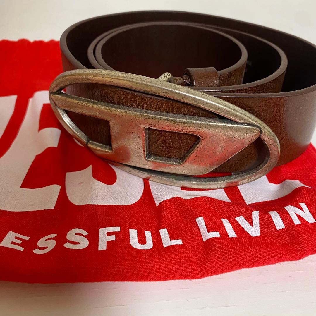 DIESEL レザーベルト ブラウン