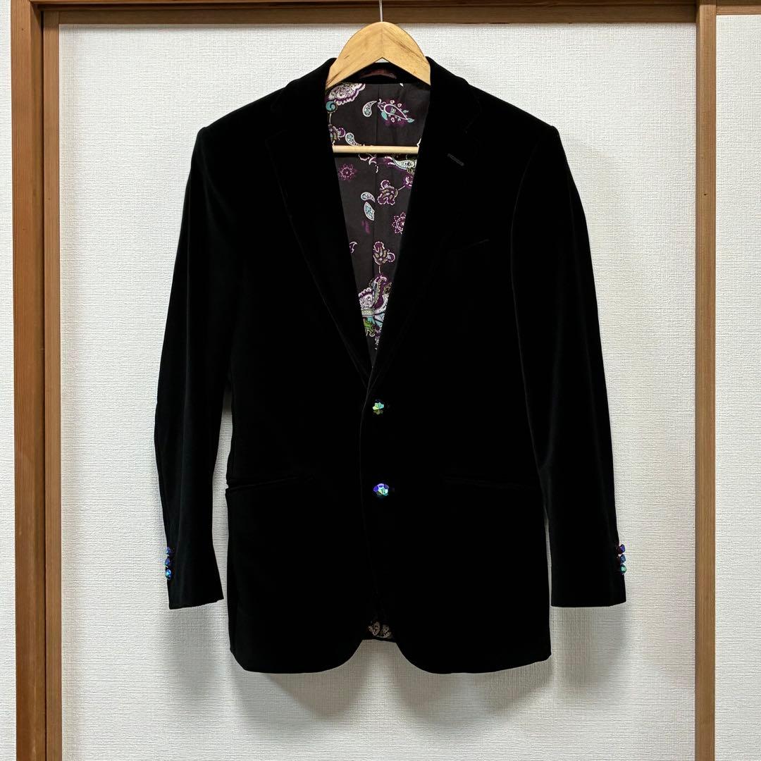 【極美品】ETRO エトロ ベルベットジャケット 裏地ペイズリー 希少ボタン