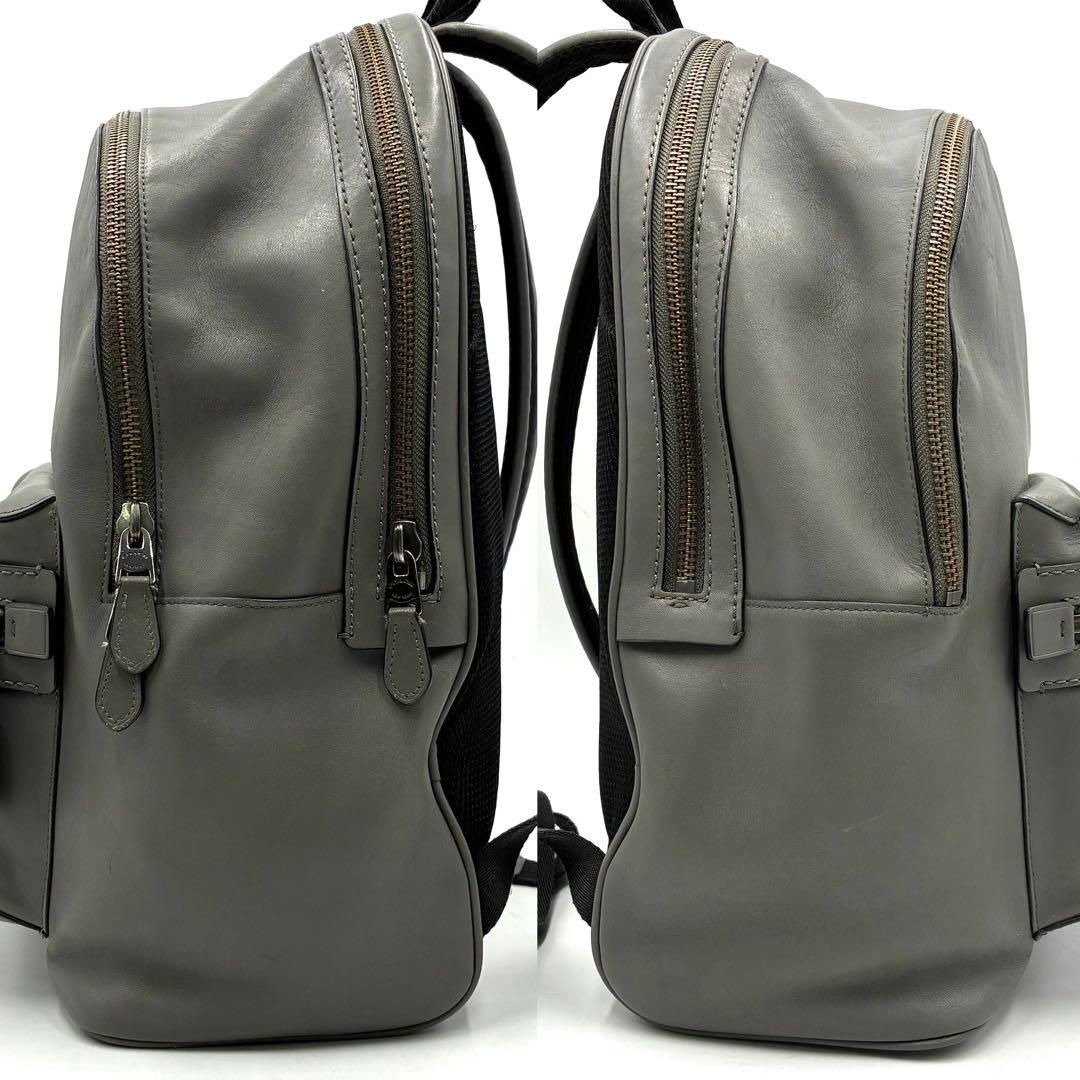 極美品 コーチ アカデミー リュック A4収納 大容量 オールレザー グレー