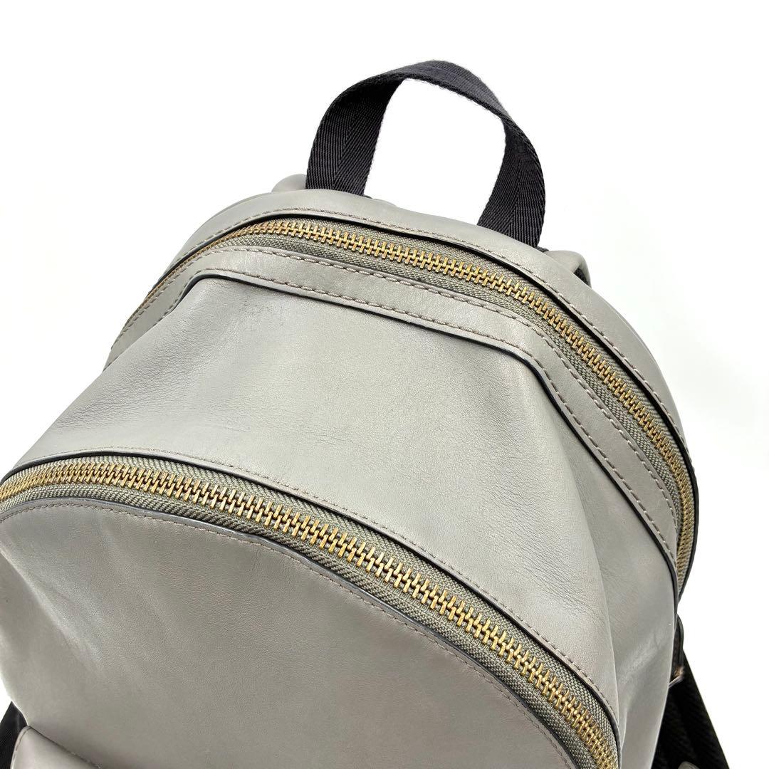 極美品 コーチ アカデミー リュック A4収納 大容量 オールレザー グレー