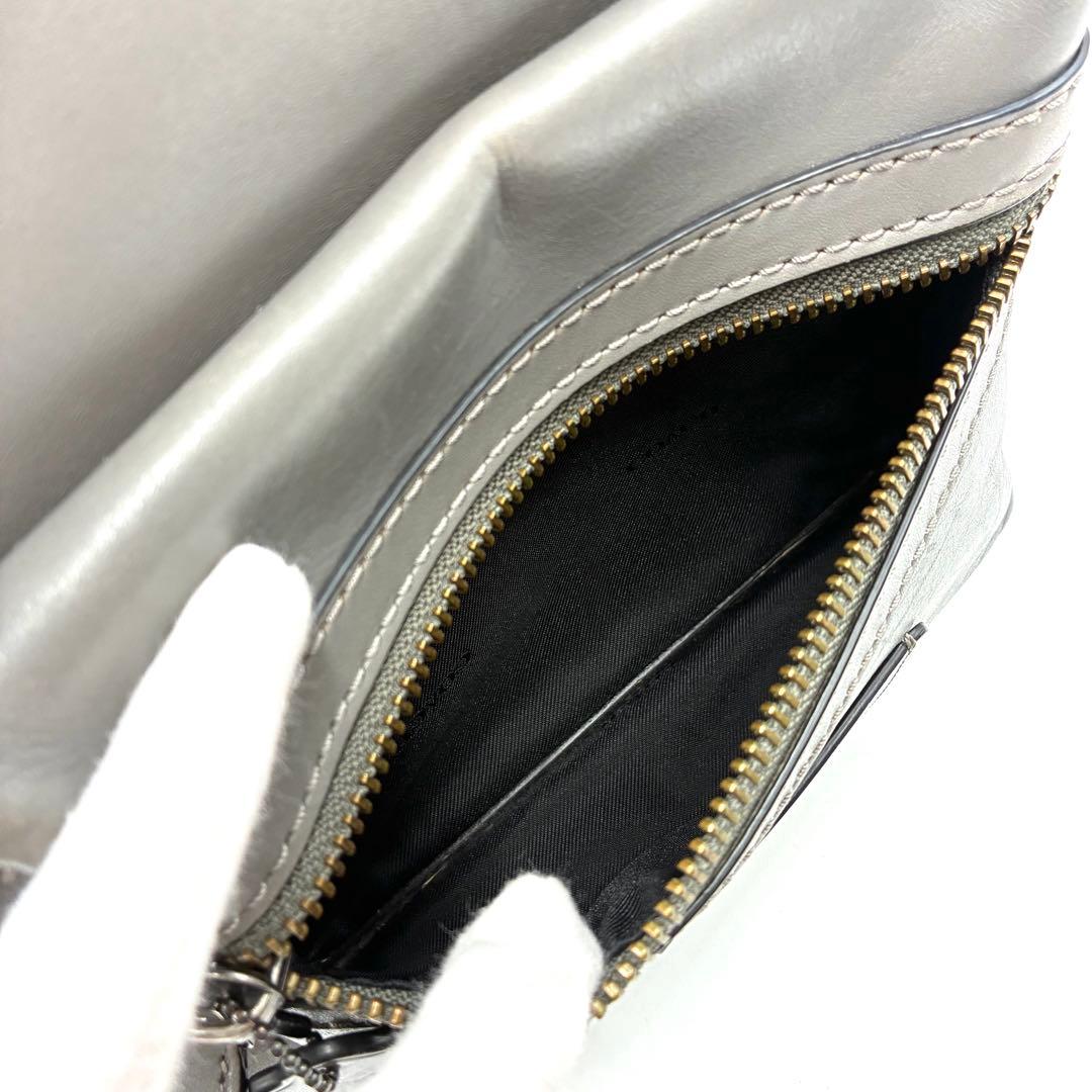 極美品 コーチ アカデミー リュック A4収納 大容量 オールレザー グレー