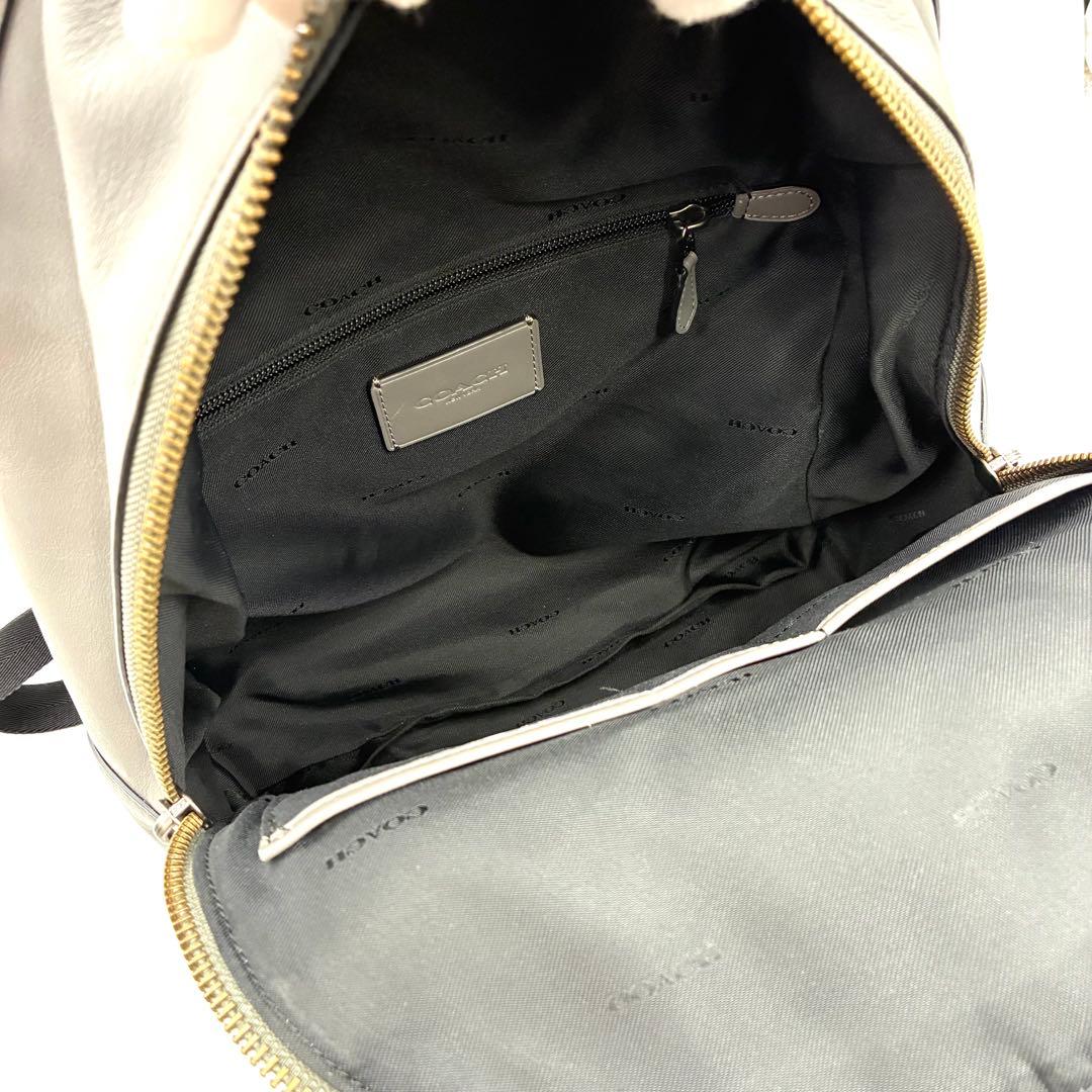 極美品 コーチ アカデミー リュック A4収納 大容量 オールレザー グレー