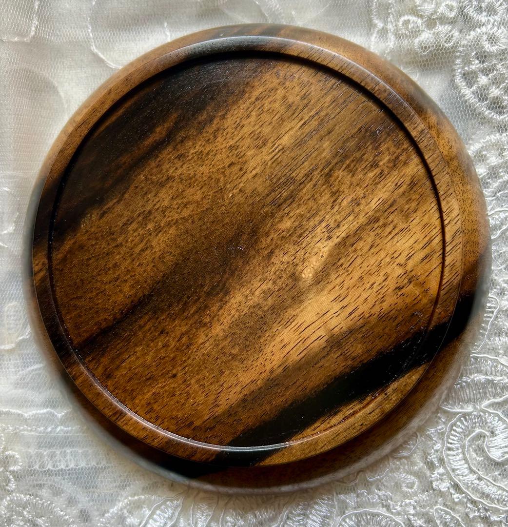 出雲　おかや木芸 【黒柿】椿皿４寸（12cm）２枚セット　黒柿漆器