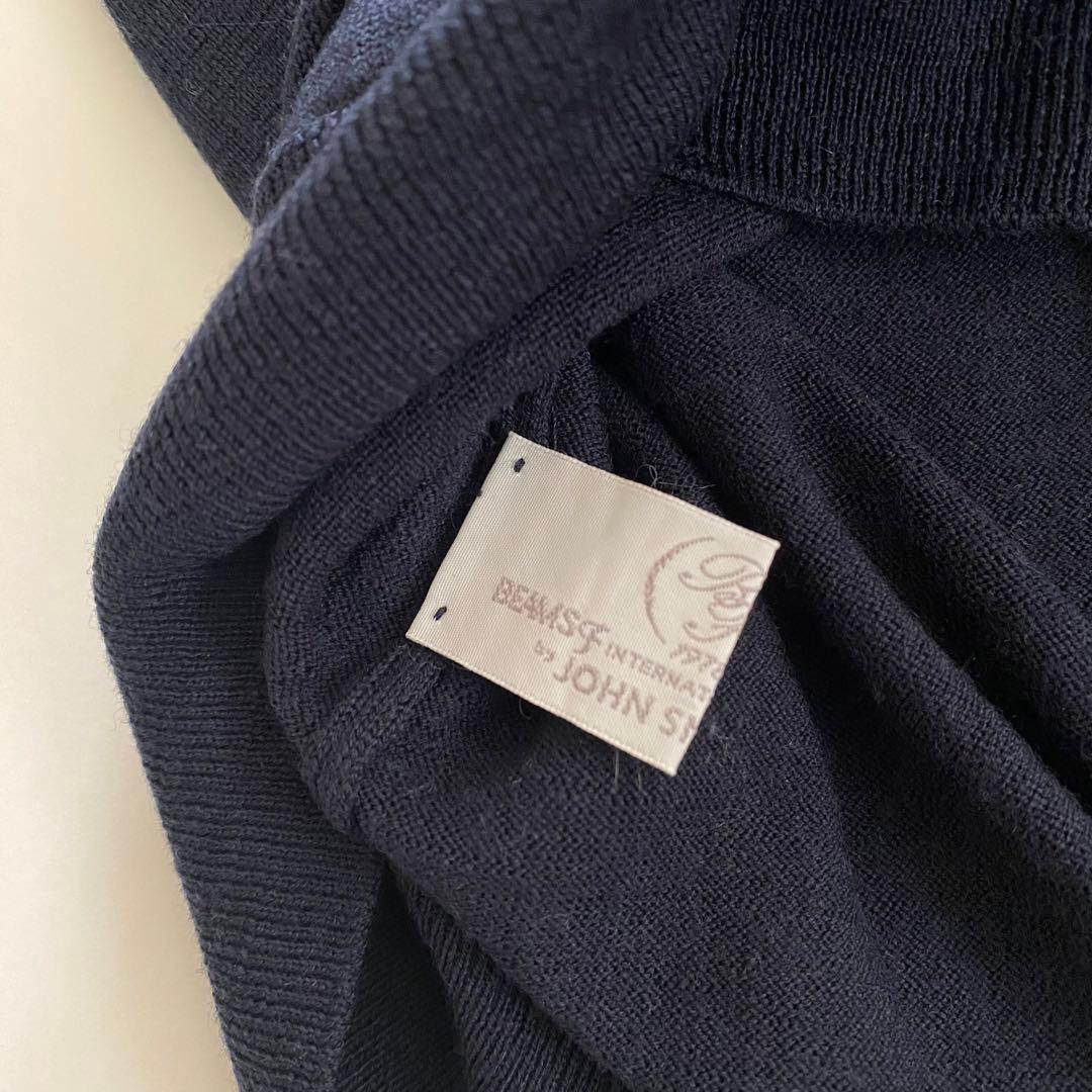 極美品 john smedley タートルネック 30ゲージ L ネイビー