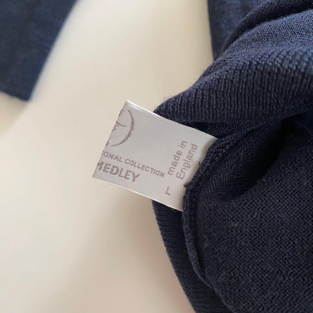 極美品 john smedley タートルネック 30ゲージ L ネイビー