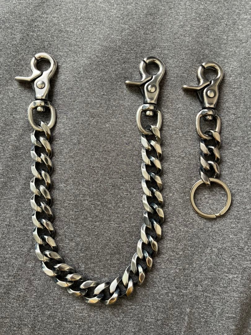 日本製 ウォレットチェーン キーチェーン セット 純銀 40cm 12cm