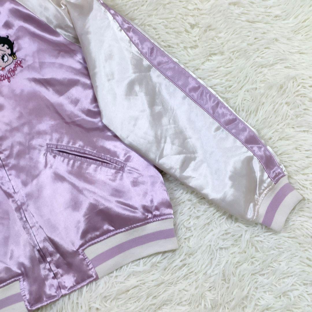 希少 ベティーブープ 刺繍 M スカジャン 別珍 ピンク バイク ベティちゃん