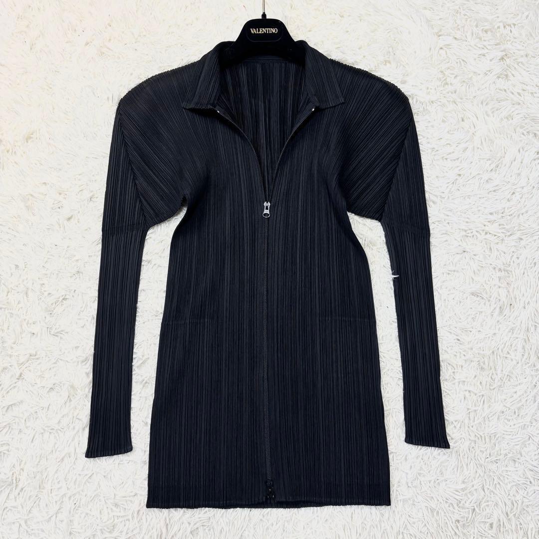 美品✨イッセイミヤケ プリーツ ジャケット 黒 3 Lサイズ カーディガン