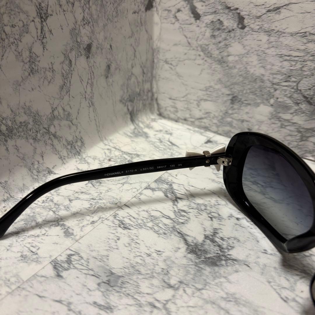 【F-fox8】CHANEL ブラック サングラス リボンモチーフ