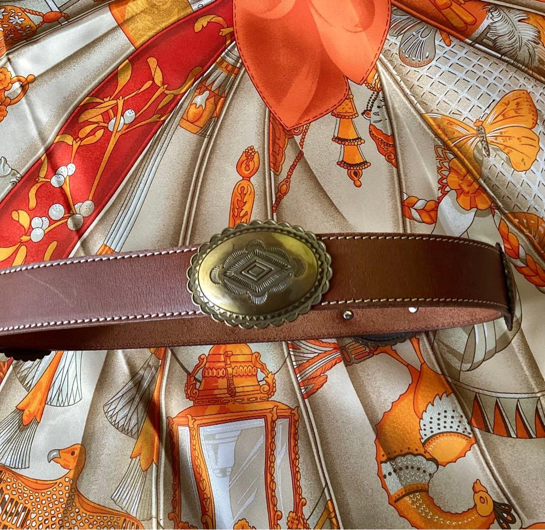 ヴィンテージ コンチョベルト ウエスタン レザーベルト 本革 ネイティブ 個性派