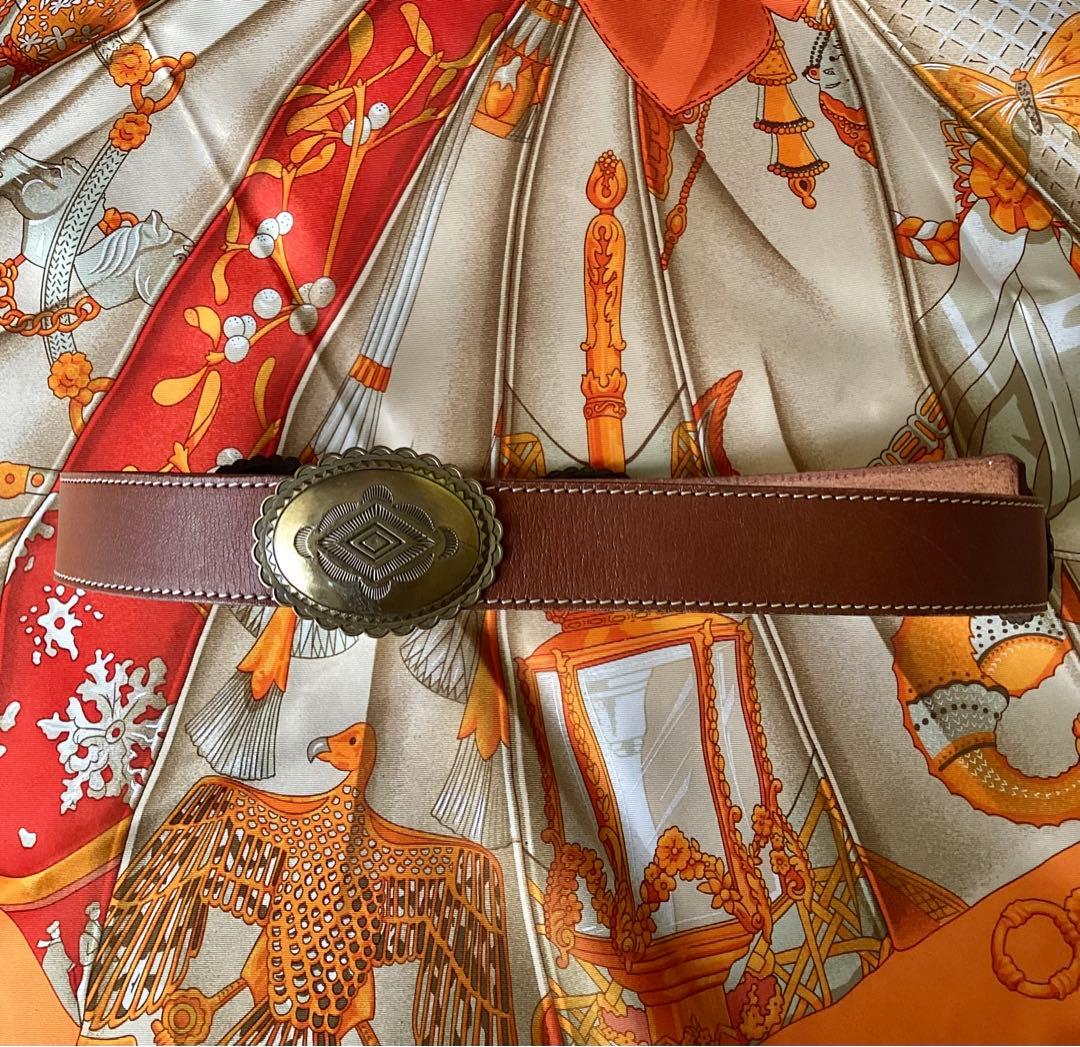 ヴィンテージ コンチョベルト ウエスタン レザーベルト 本革 ネイティブ 個性派