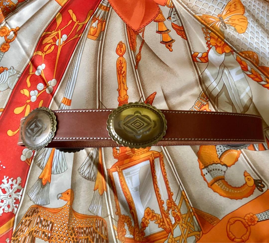 ヴィンテージ コンチョベルト ウエスタン レザーベルト 本革 ネイティブ 個性派