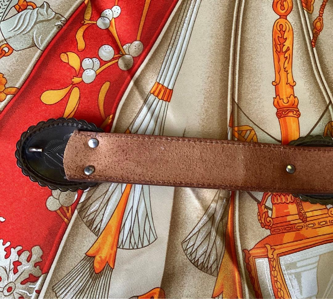 ヴィンテージ コンチョベルト ウエスタン レザーベルト 本革 ネイティブ 個性派