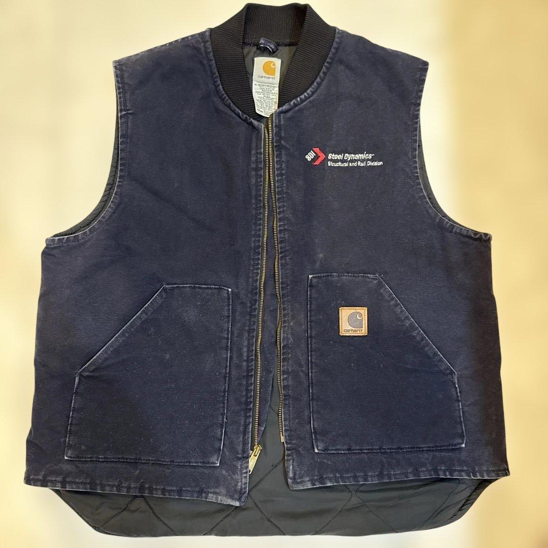 ガチャ様Carhartt カーハート　ダックベスト　企業ロゴ　USA製　XL