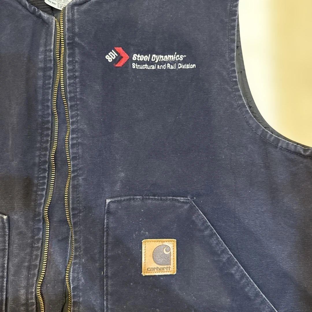 ガチャ様Carhartt カーハート　ダックベスト　企業ロゴ　USA製　XL