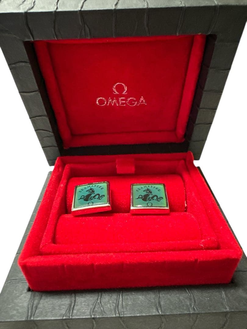 オメガ　カフス　シーマスター　グリーン×シルバー　ギャランティ付き