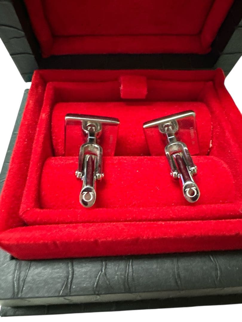 オメガ　カフス　シーマスター　グリーン×シルバー　ギャランティ付き