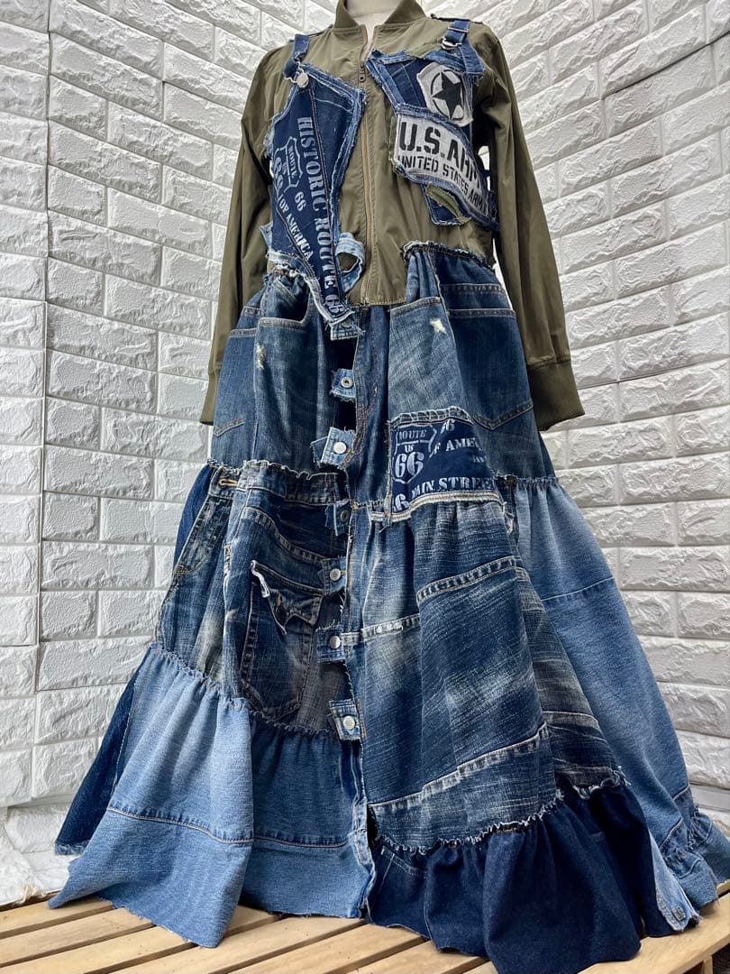 リメイクデニム　MA-1ジャケットワンピースコート