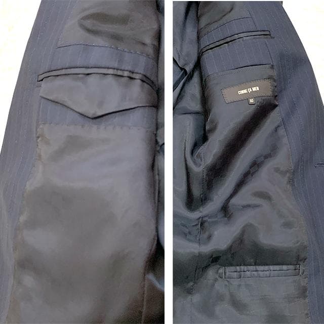 未使用タグ✨️シルク混 COMME CA MEN スーツセットアップ ストライプ