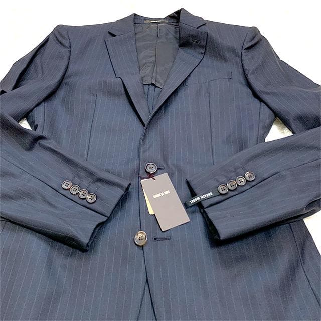 未使用タグ✨️シルク混 COMME CA MEN スーツセットアップ ストライプ
