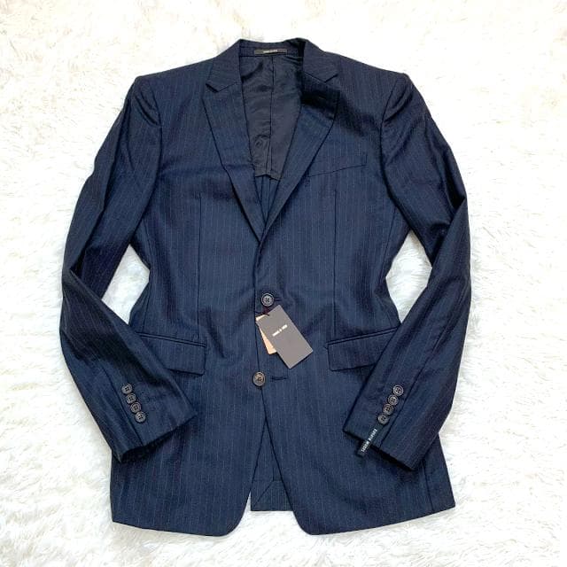 未使用タグ✨️シルク混 COMME CA MEN スーツセットアップ ストライプ