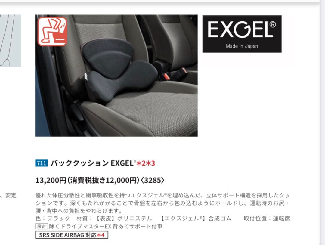 【新品未使用】EXGEL エクスジェル ハグドライブ バッククッション
