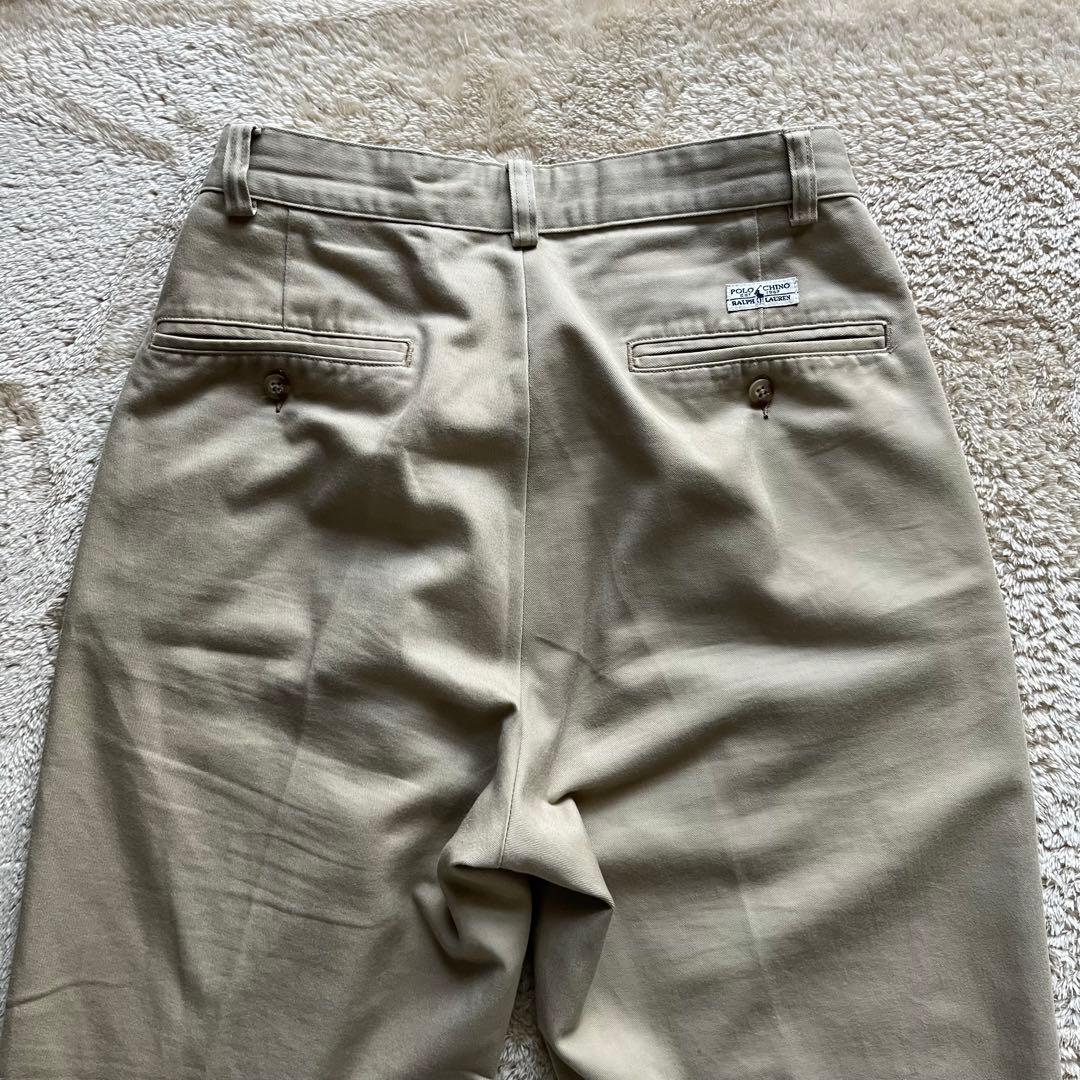 90s Polo ralph lauren チノ　2タック　プリーツ　ベージュ