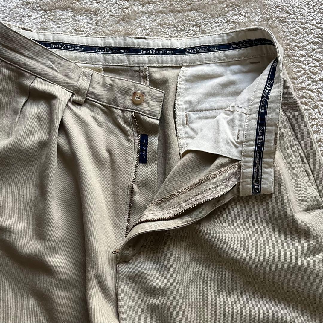 90s Polo ralph lauren チノ　2タック　プリーツ　ベージュ