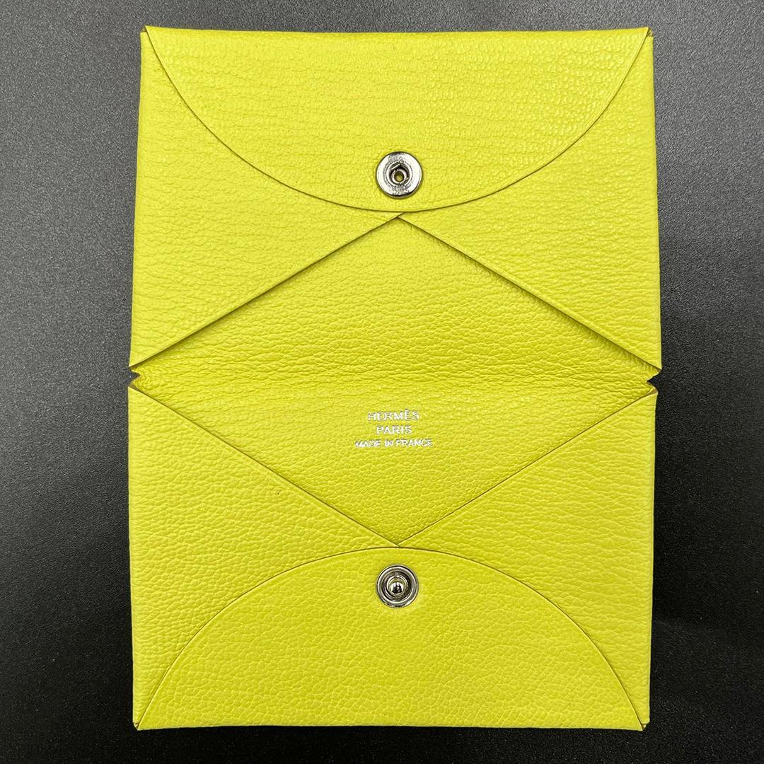 HERMES エルメス カルヴィ イエロー系 名刺入れ　カードケース フランス製
