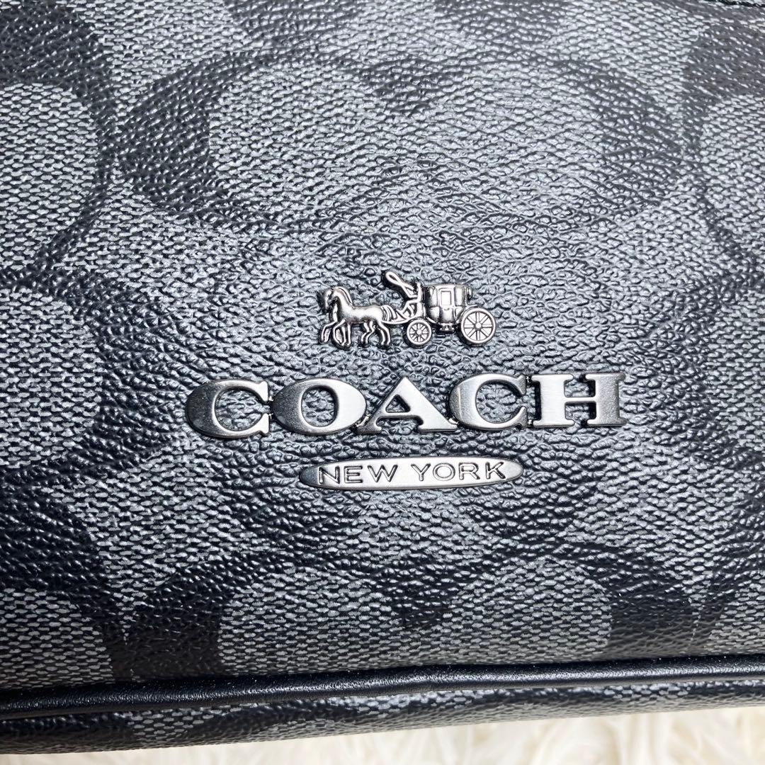 【未使用】COACH＊ボディバッグ シグネチャー チャコール PVC