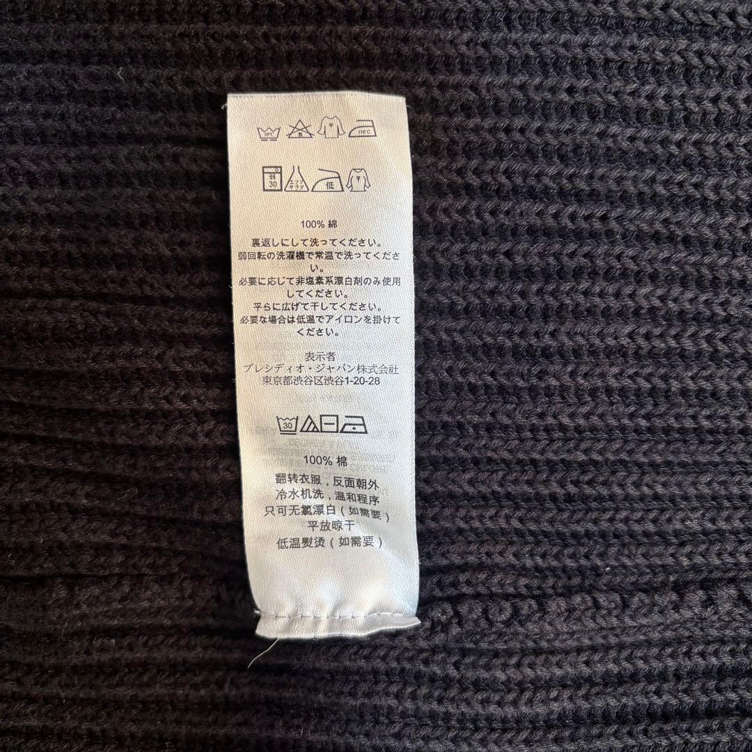 希少サイズL アルマーニ ドライバーズニット 太め リブ 高級ジップ ロゴ 黒