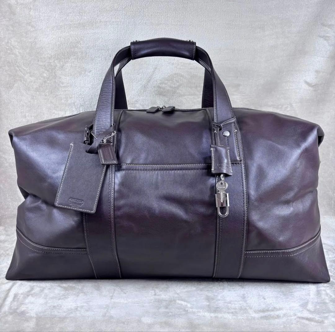 極美品　希少　廃盤モデル　COACH ボストンバッグ　本革レザー　ダークブラウン