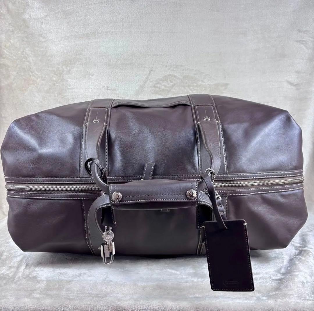 極美品　希少　廃盤モデル　COACH ボストンバッグ　本革レザー　ダークブラウン