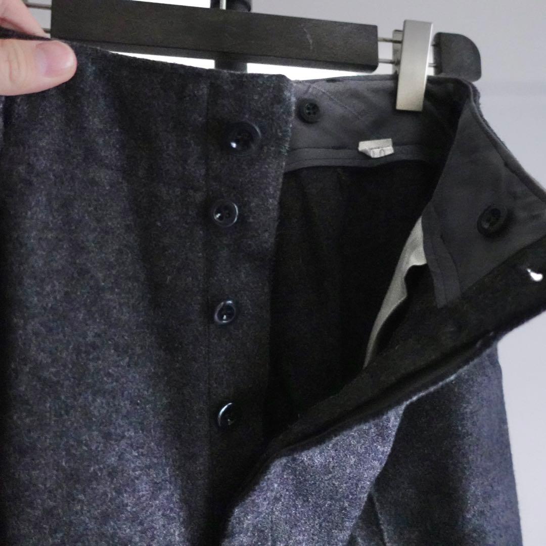 【状態良好】1960s デンマーク軍　ウールメルトン　ワイドトラウザーズ　グレー