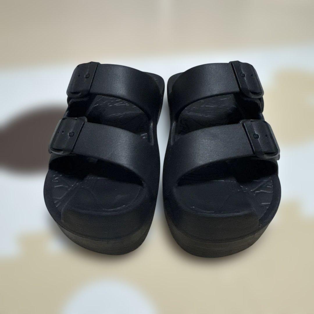 【美品】ラクバキ イージーサンダル ラップ ブラック S~23.0cm