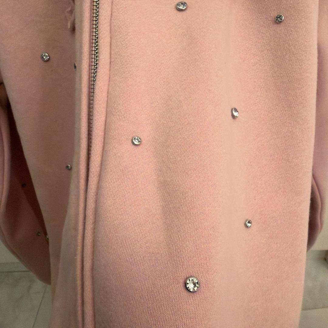 Darich ストーン装飾 ジップアップパーカー ピンク